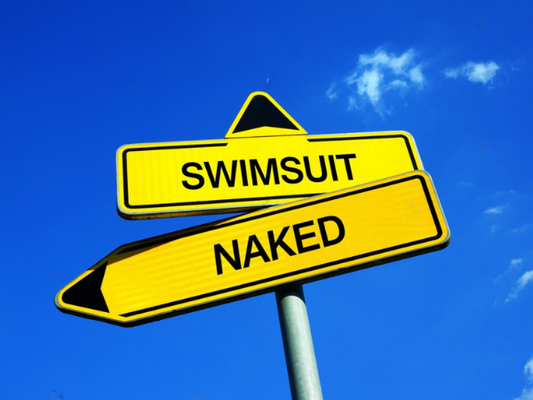 Swimsuit vs Naked - Traffic sign with two options